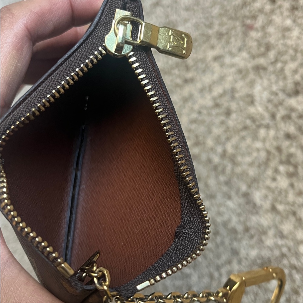 Louis Vuitton Brown Monogram Key Pouch with Gold Chain - Picture 7 of 7